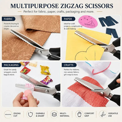 🧵✂️Stainless Steel Pinking Shears – 9.1" Zig Zag Fabric Scissors for Sewing, Quilting, Dressmaking & DIY Crafts