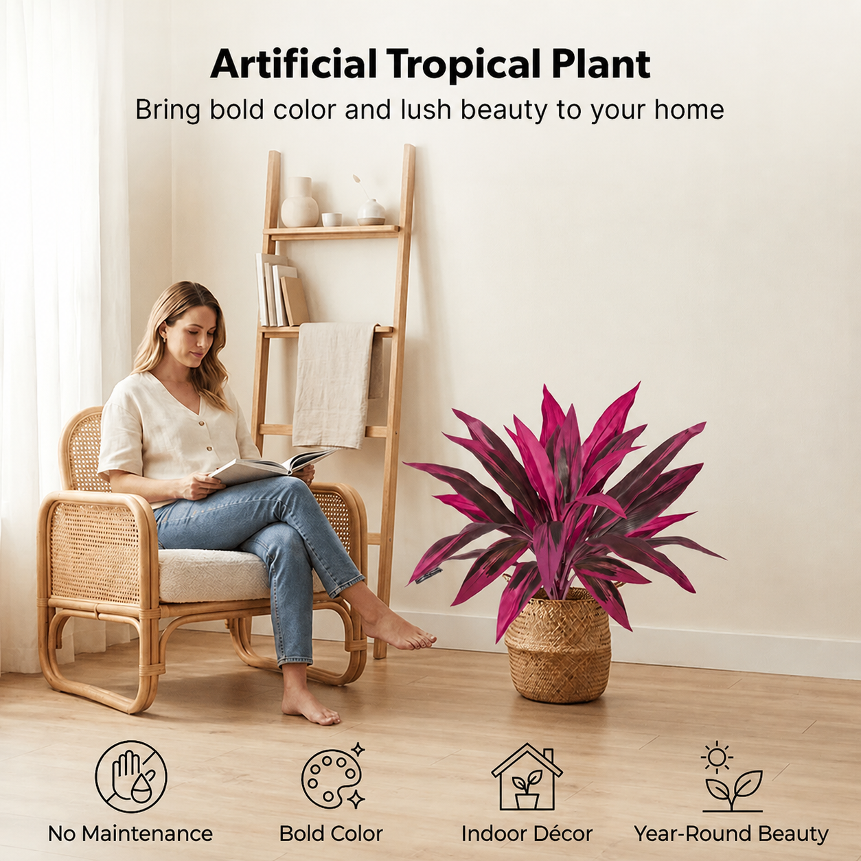 🎁Artificial Boston Fern & Dragon's Blood Tree Plants