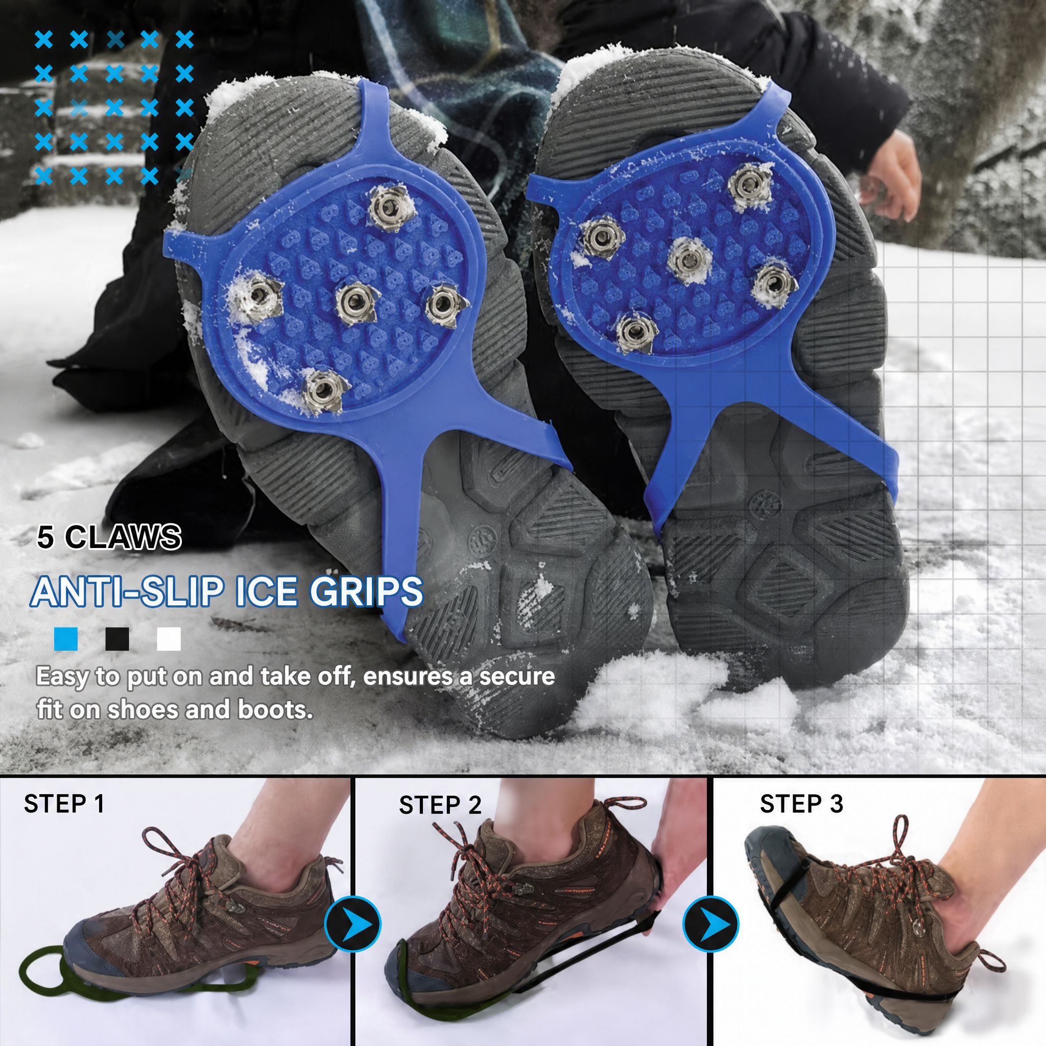 5-Prong Anti-Slip Spikes For Safe Winter Walks – Compatible With All Types Of Footwear