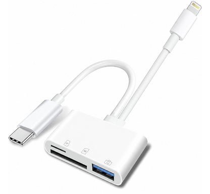 Apple Dual-Interface (USB-C & Lightning) SD/TF Card Reader and USB Adapter