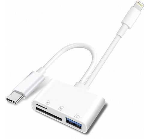 Apple Dual-Interface (USB-C & Lightning) SD/TF Card Reader and USB Adapter