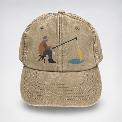 🎣🧢 Catch of the Day Interactive Fishing Cap –🎁 Vintage Washed Moving Fish Hat