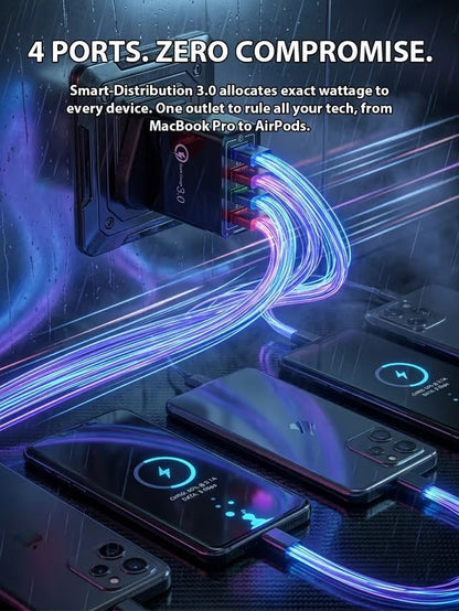 Four-Port Travel Charger for Extended Phone Battery Life