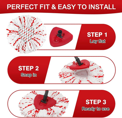 3-Pack Spin Mop Replacement Heads – Microfiber with Built-In Scrub Pads