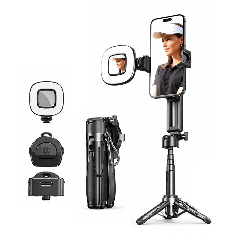 📸Magnetic Selfie Stick Tripod – 360° Rotation Stand, Bluetooth Remote & Universal MagSafe Phone Mount for Travel & Vlogging
