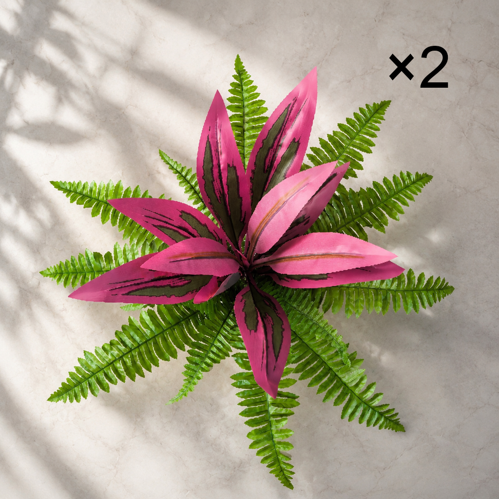 🔥UV‑Resistant Artificial Fern & Red Dracaena Decor Plants