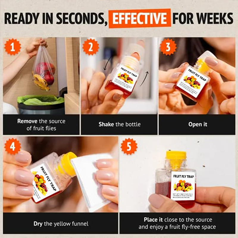 Ultra-Strong Fruit Fly Trap - User Friendly (Up to 3 Weeks per Bottle)