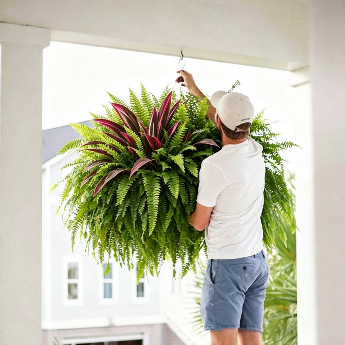 🔥UV‑Resistant Artificial Fern & Red Dracaena Decor Plants