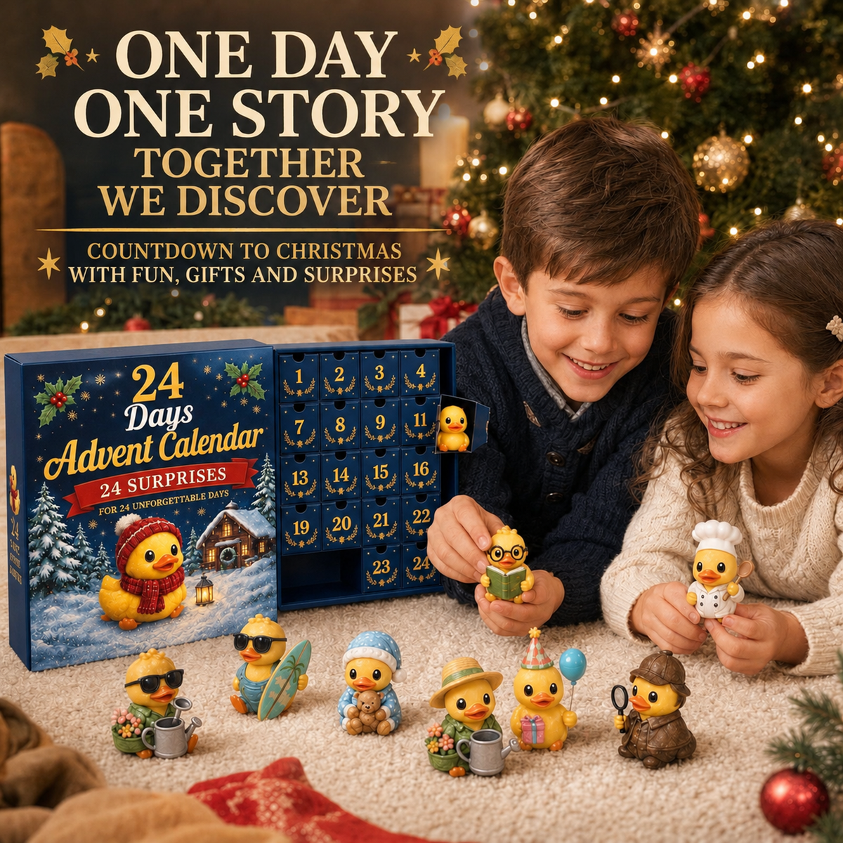 🐥 24 Days of Duck Magic – Advent Calendar with 24 Cute Christmas Ducks to Collect 🎄 (Flat Print on Acrylic)