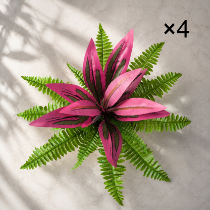 🔥UV‑Resistant Artificial Fern & Red Dracaena Decor Plants