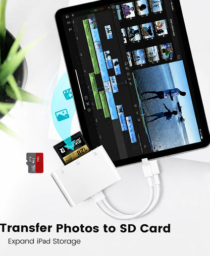 Apple Dual-Interface (USB-C & Lightning) SD/TF Card Reader and USB Adapter