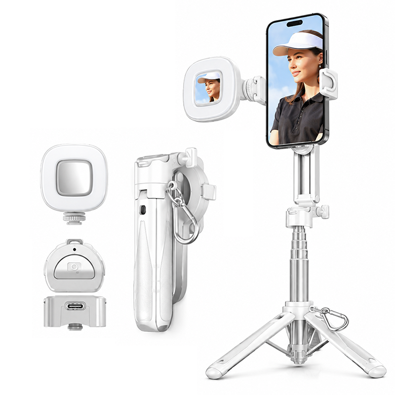 📸Magnetic Selfie Stick Tripod – 360° Rotation Stand, Bluetooth Remote & Universal MagSafe Phone Mount for Travel & Vlogging
