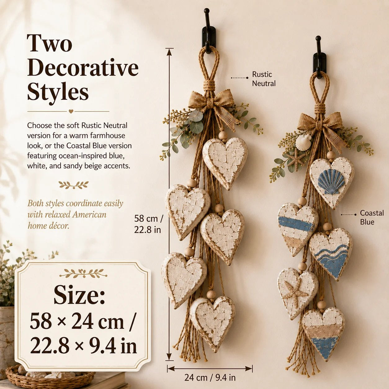 🍂🤎Hanging Heart Wall Decor