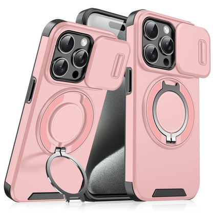 Case with Slide Camera Cover & Rotatable Ring Kickstand, Grade Shockproof Protective Case for iPhone