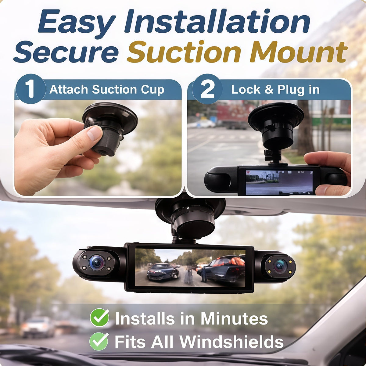 🚗4-Channel 1080P Dash Camera with Night Vision