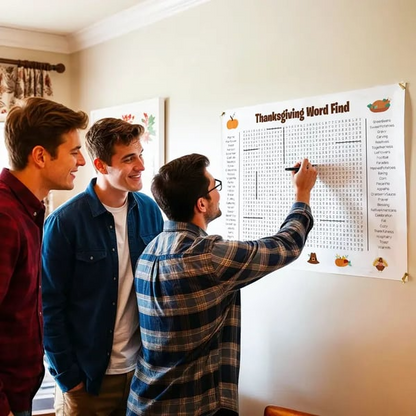 🎉 Jumbo Thanksgiving Word Search Poster – Giant 36"x24" Wall Game! 🎉