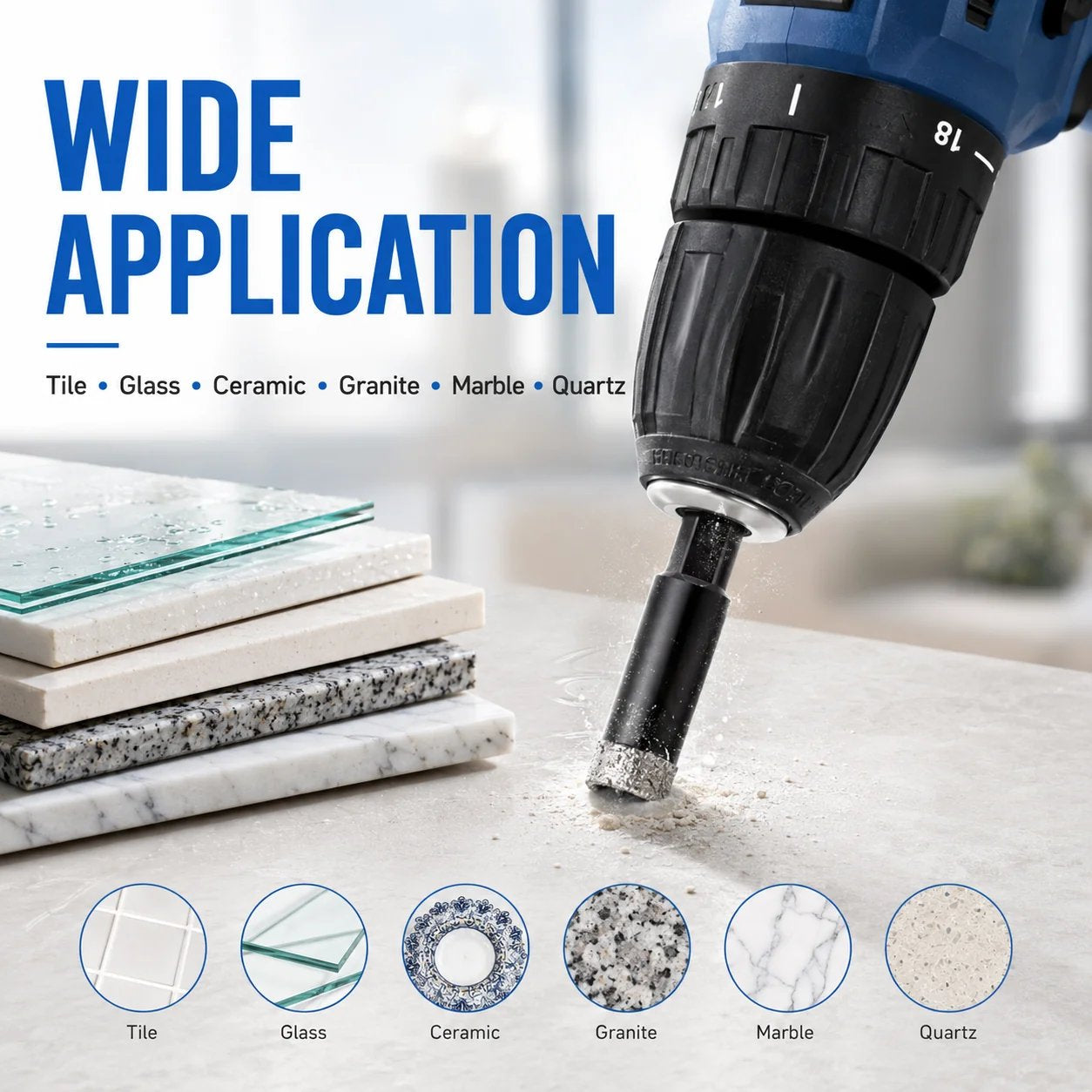 🛠️⚡️7 Pcs Diamond Drill Bits Set, 3/16 1/4 5/6 3/8 1/2 Inch Brazed Diamond Drill Bits for Precision Drilling in Tile Ceramic Glass Granite Marble Masonry