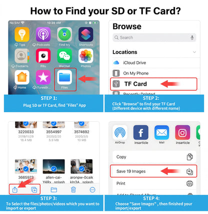 Apple Dual-Interface (USB-C & Lightning) SD/TF Card Reader and USB Adapter
