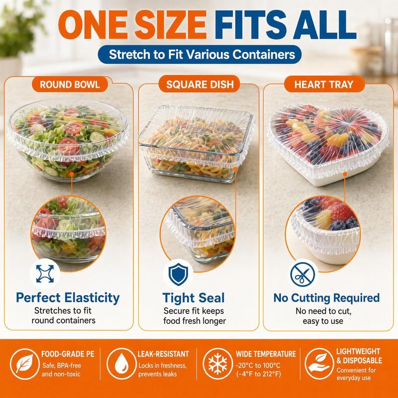 🔥LAST DAY SALE 49% OFF-100Pcs Medium Reusable Elastic Plastic Bowl Covers - Kitchen Bread Proofing