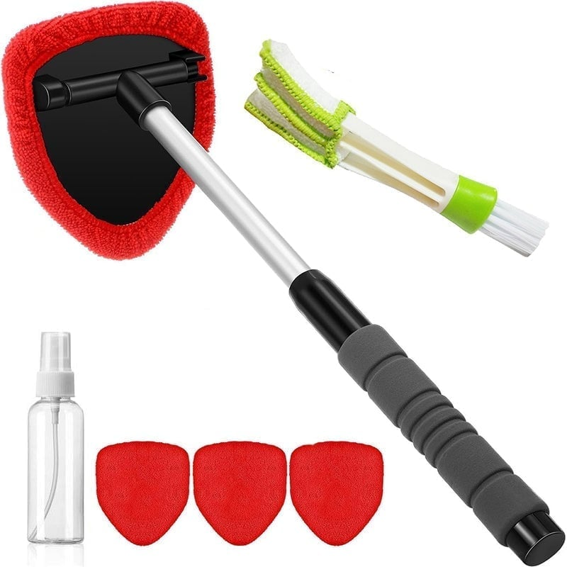 🔥Microfiber Car Windshield Cleaning Tool with Extendable Handle
