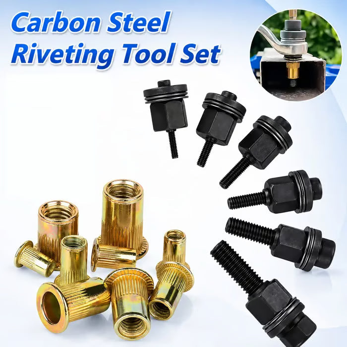 🛠️Head Rivet Nut Tool, M3 M4 M5 M6 M8 Rivnut Kit,Carbon Steel Rivnut Set