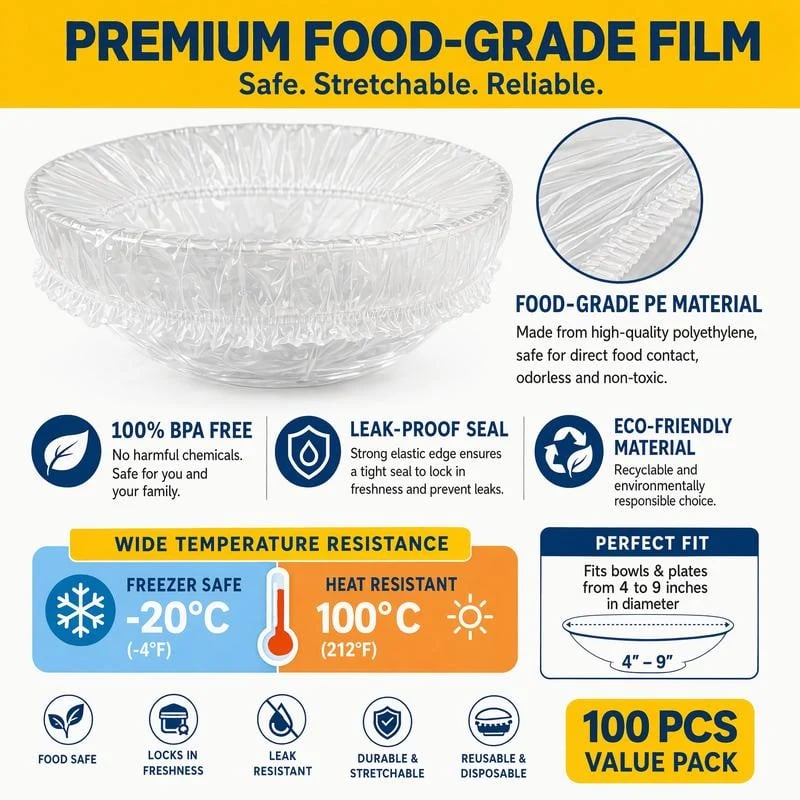 🔥LAST DAY SALE 49% OFF-100Pcs Medium Reusable Elastic Plastic Bowl Covers - Kitchen Bread Proofing