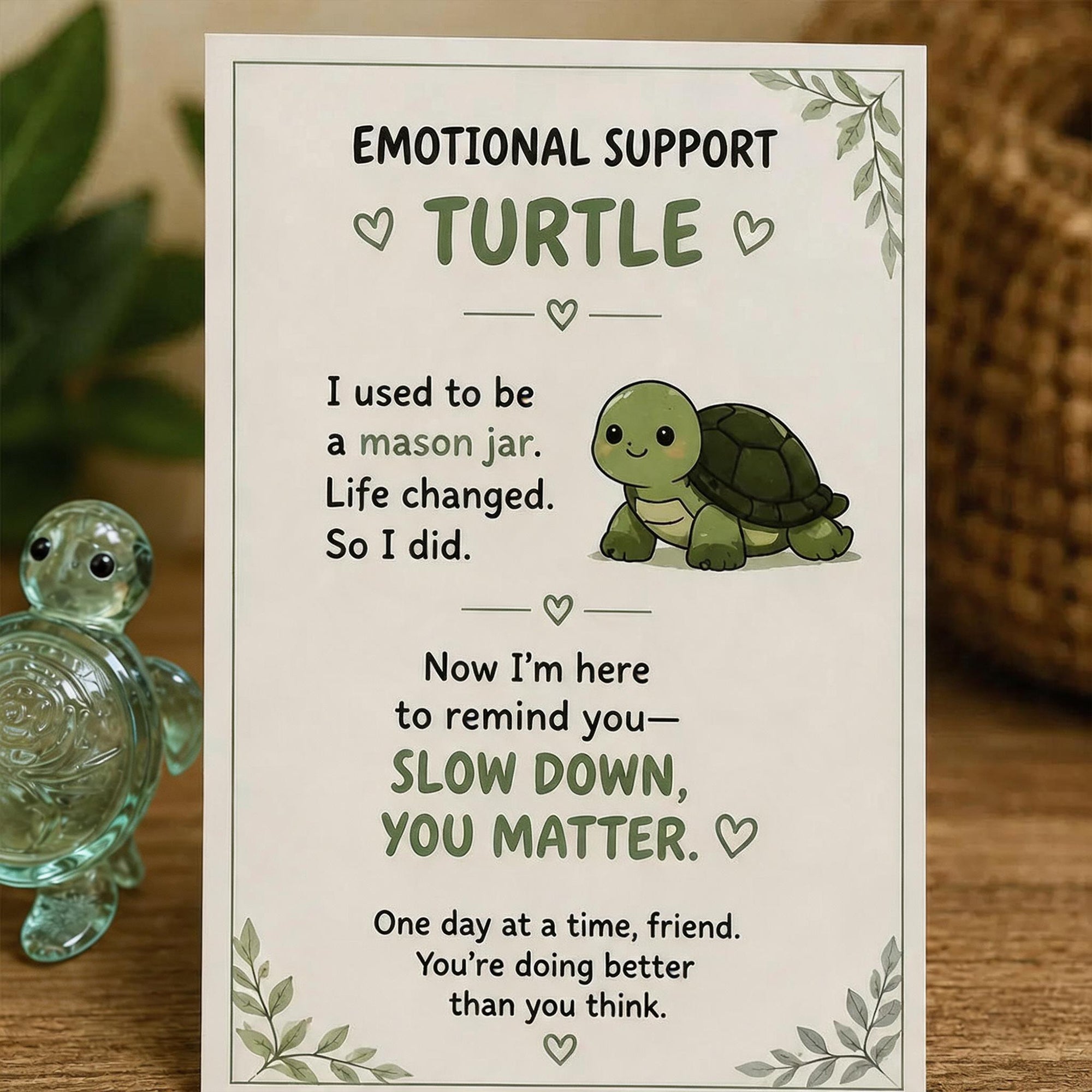 🌸🐝🦛 Emotional Glass Support Animal Gift Set – A Meaningful Little Reminder That You Matter 💕