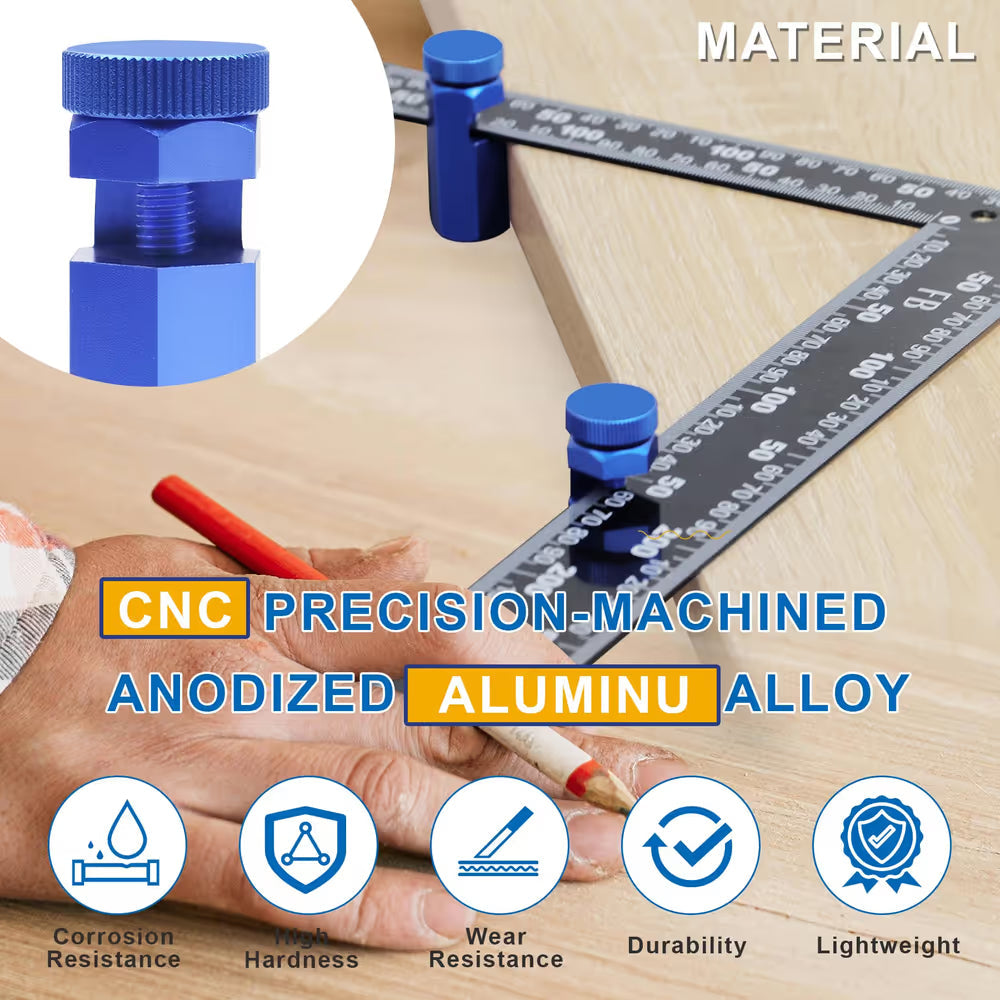 ✨Tall Stair Gauges for Framing Square – Hexagonal Stable Lock with Holder & Hook for Carpentry & Circular Saw