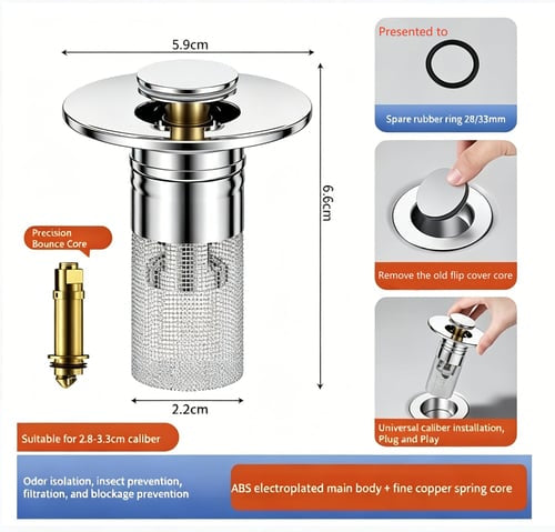 🔥Universal 2-in-1 Pop-Up Drain Stopper