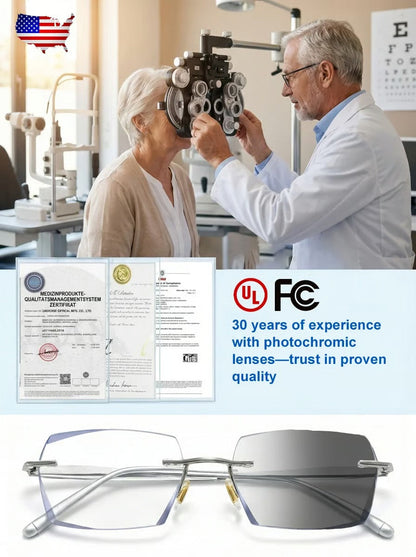 🔥Buy 1 Get 1 Free (2 pairs) – 【Co-Created by Designers】Gypsophila Smart Zoom and Color-Changing Reading Glasses