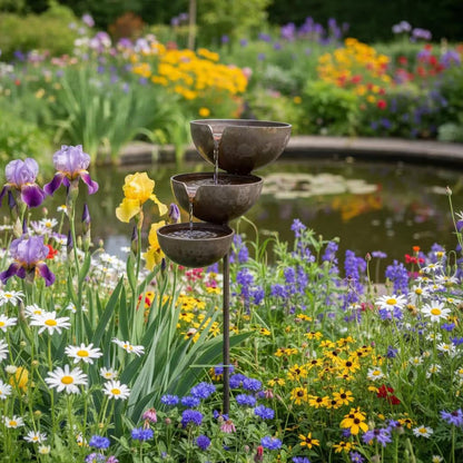 🔥🔥Bring Life Back To Your Garden – Peaceful Cascading Rain Catcher Bird Bath For Welcoming Garden Wildlife🌿🐦