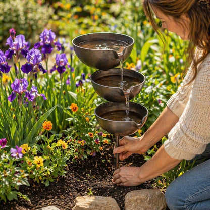 🔥🔥Bring Life Back To Your Garden – Peaceful Cascading Rain Catcher Bird Bath For Welcoming Garden Wildlife🌿🐦