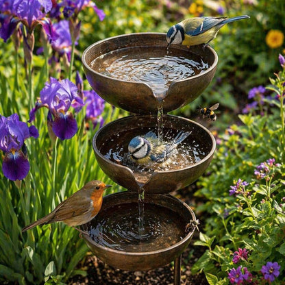 🔥🔥Bring Life Back To Your Garden – Peaceful Cascading Rain Catcher Bird Bath For Welcoming Garden Wildlife🌿🐦