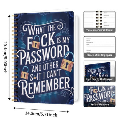 🔥📅Funny Password Notebook - Spiral Bound with Lock Icons & Funny Security Phrases✍️