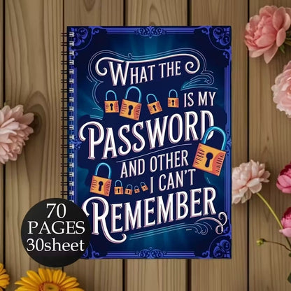 🔥📅Funny Password Notebook - Spiral Bound with Lock Icons & Funny Security Phrases✍️