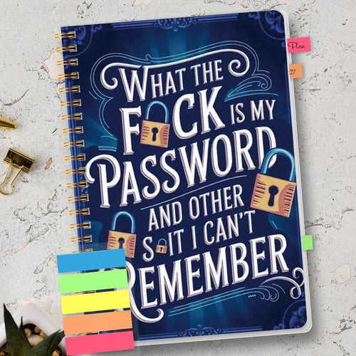 🔥📅Funny Password Notebook - Spiral Bound with Lock Icons & Funny Security Phrases✍️