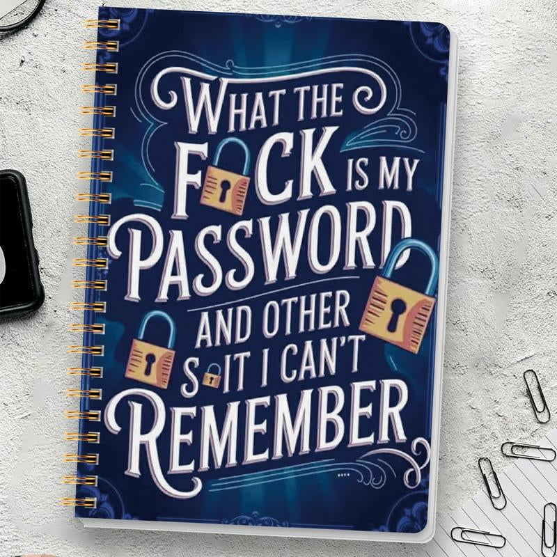 🔥📅Funny Password Notebook - Spiral Bound with Lock Icons & Funny Security Phrases✍️