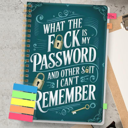🔥📅Funny Password Notebook - Spiral Bound with Lock Icons & Funny Security Phrases✍️