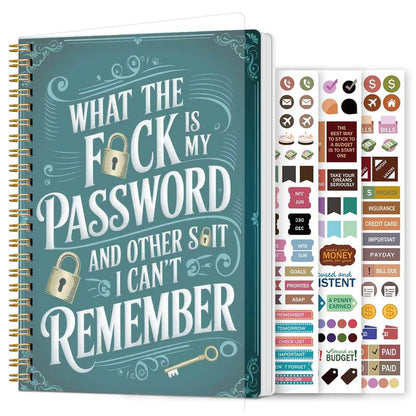 🔥📅Funny Password Notebook - Spiral Bound with Lock Icons & Funny Security Phrases✍️