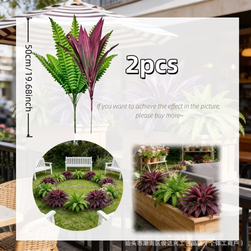 🔥UV‑Resistant Artificial Fern & Red Dracaena Decor Plants