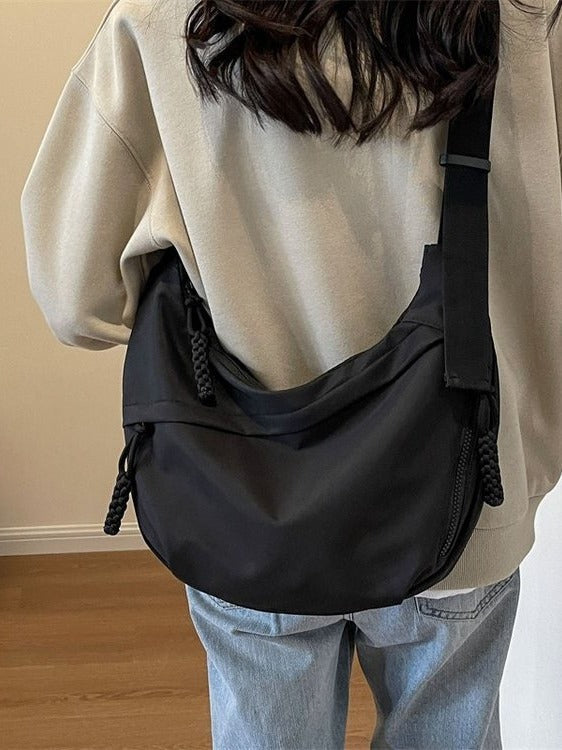 🏆5k sold this week!🔥Designer Direct Sales👜Women's Fashion Plain Color Nylon Crossbody Hobo Bag