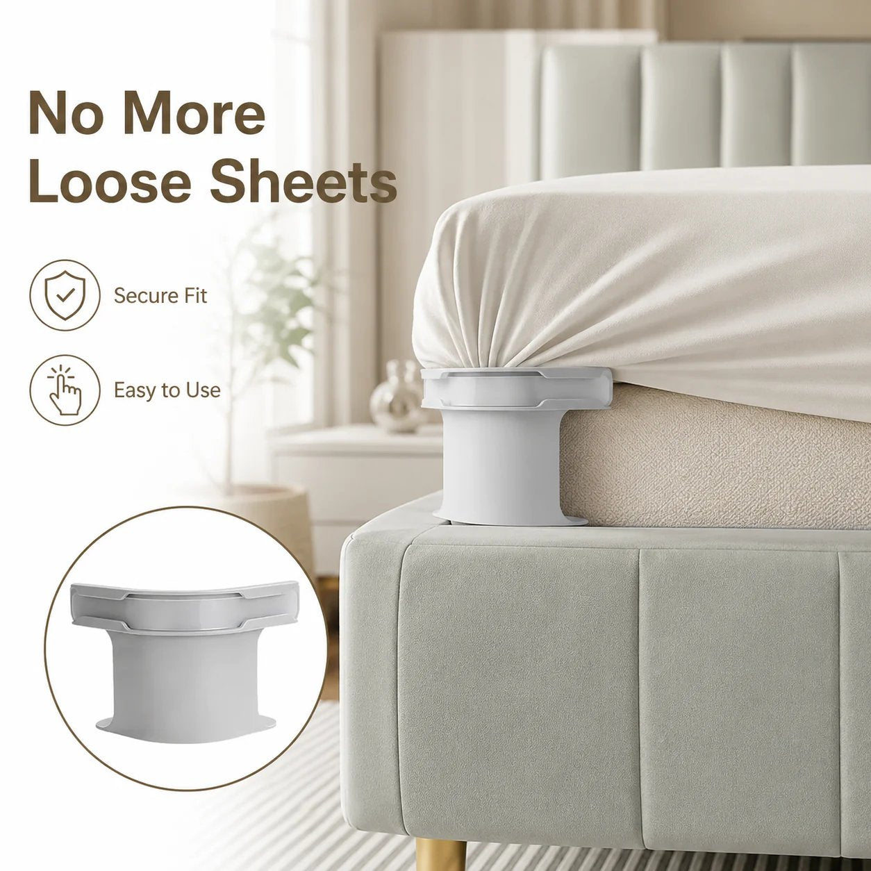 😴Secure Fit Sheet Holders – Wrinkle-Free. Slip-Free Bed