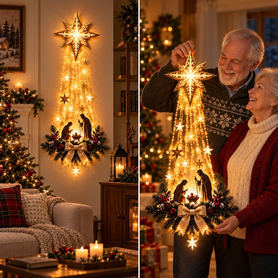 ✝️ Bethlehem Star of Faith– Lighted Nativity Wall Decor
