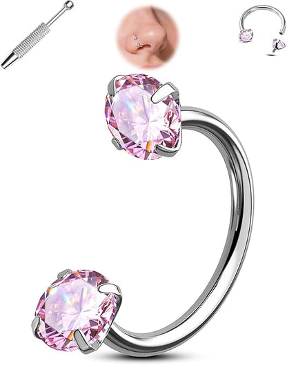 Horseshoe Gem Nose Ring – Internally Threaded & Comfortable