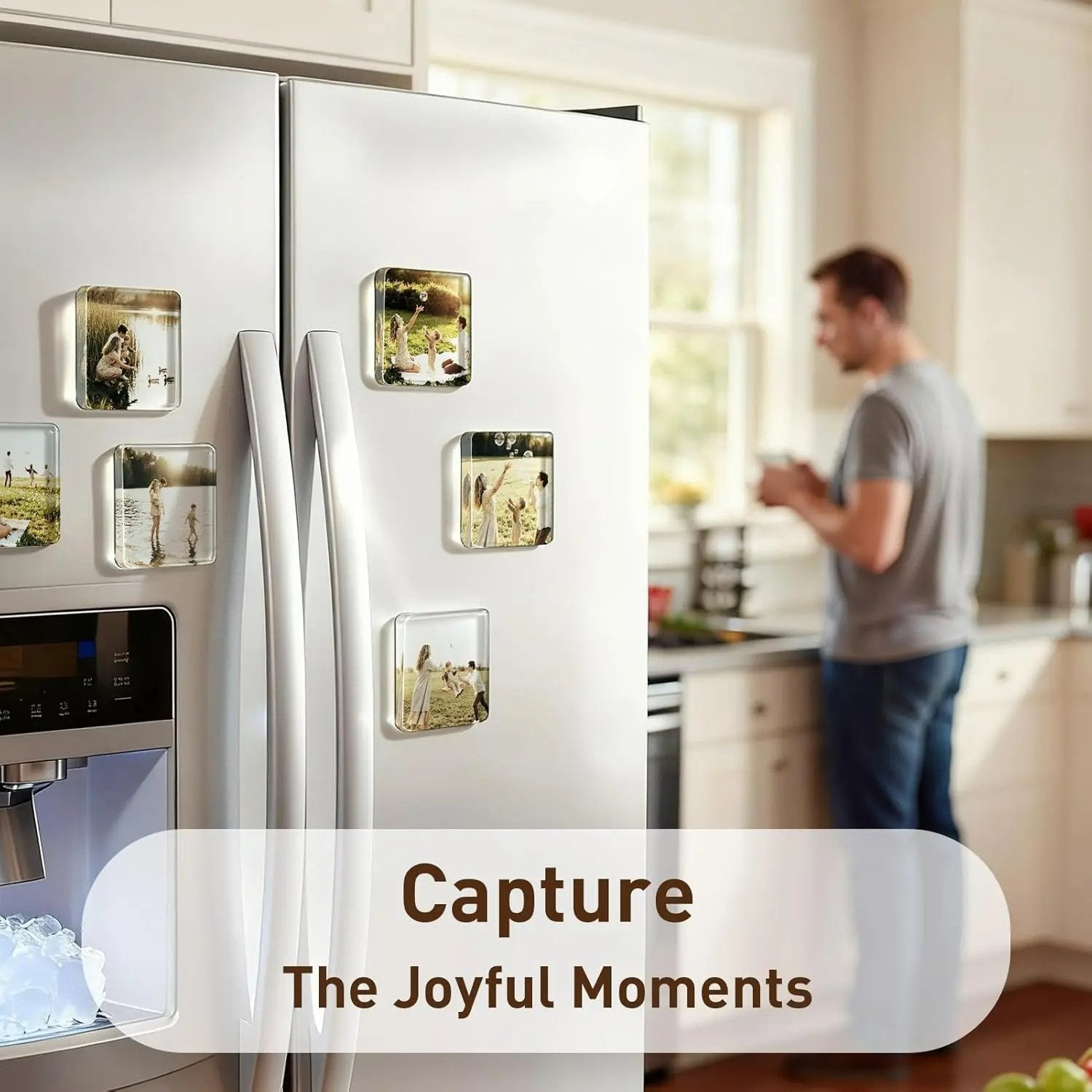 ✂🎞 2" x 2" Clear Acrylic DIY Fridge Magnet Set with Adhesive Backing – Square Magnetic Photo Frames with Stunning 3D Effect 💕