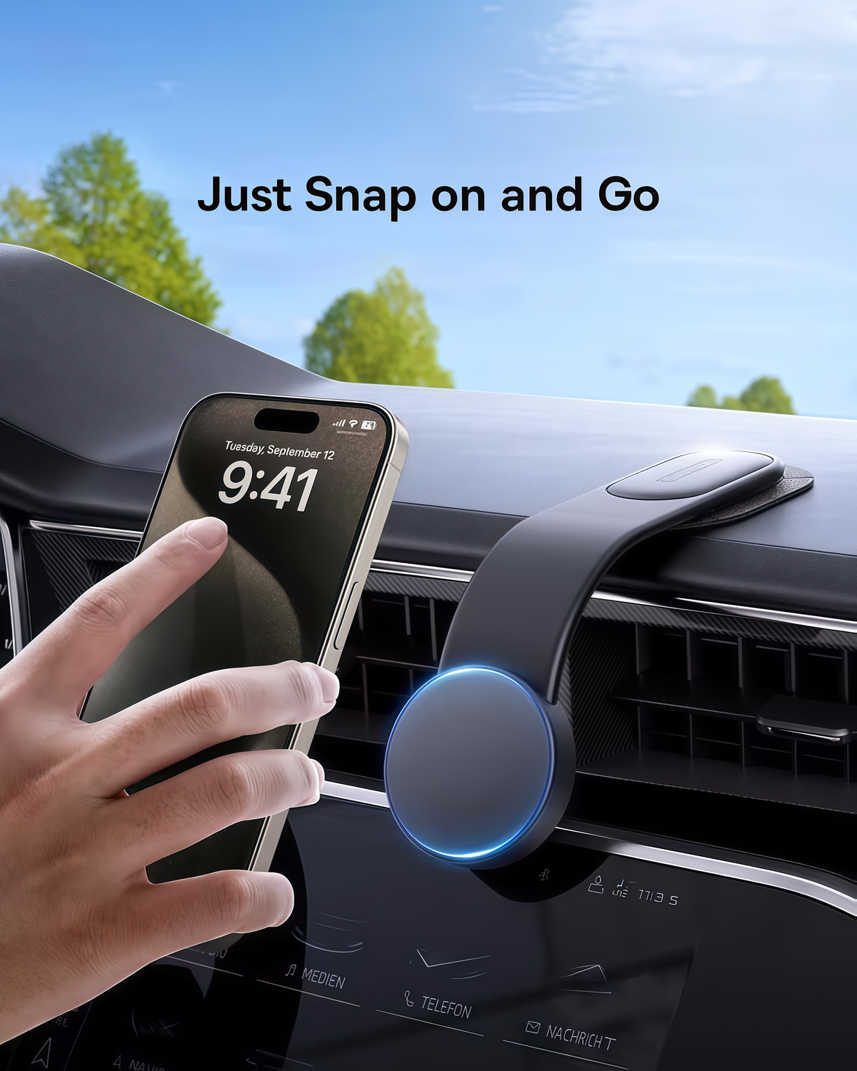 🚗 MagSafe Car Mount – 25N Strong Magnetic Phone Holder with Bendable Memory Titanium Alloy, 360° Rotation & 3M Adhesive Dashboard Mount for iPhone 16/15/14/13 & Android