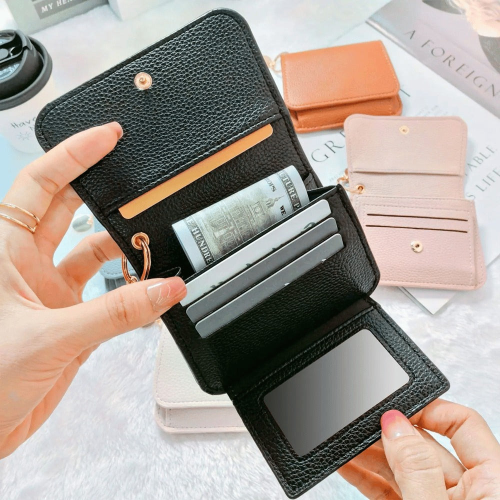 Women's Elegant Minimalist Short Slim Wallet All-match Trendy Mini 3 Bifold Purse RFID Blocking Card Holder Money Clip ID Window Compact Coin Purse Ideal Gift