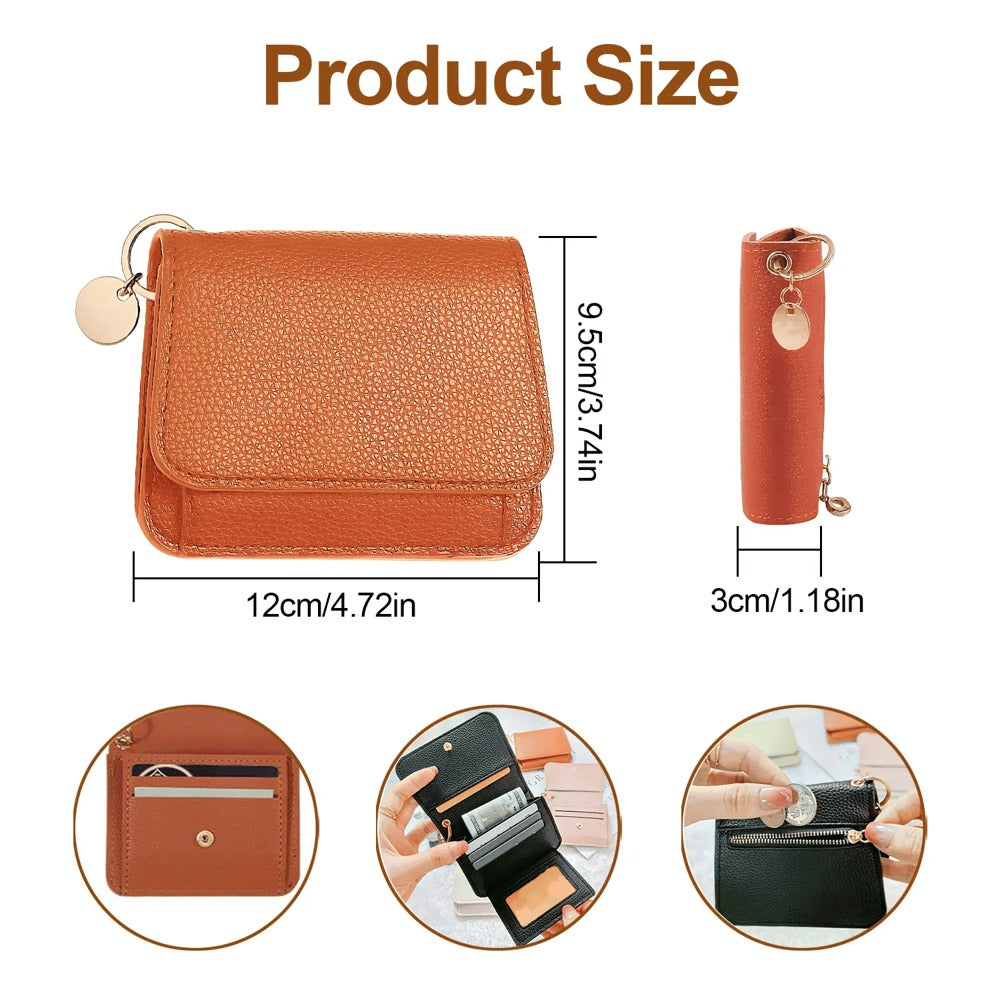 Women's Elegant Minimalist Short Slim Wallet All-match Trendy Mini 3 Bifold Purse RFID Blocking Card Holder Money Clip ID Window Compact Coin Purse Ideal Gift