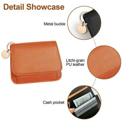 Women's Elegant Minimalist Short Slim Wallet All-match Trendy Mini 3 Bifold Purse RFID Blocking Card Holder Money Clip ID Window Compact Coin Purse Ideal Gift