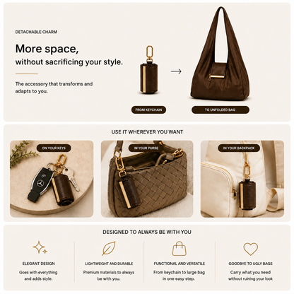 Transformable Bag – Stylish Vegan Leather Tote & Keychain Charm